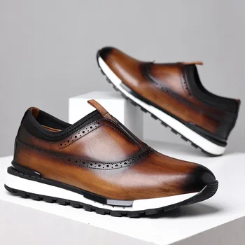 Yeni sapato masculino salto alto erkek tasarım ayakkabı moda lüks loafer'lar deri ayakkabı erkekler için