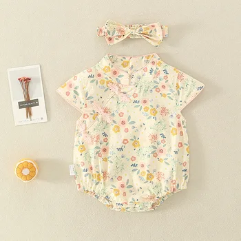 Yenidoğan Bebek Kız yaz giysileri Toddler Kız Ilk Doğum Günü Pamuk Moda Tulum Bebek Kısa Kollu 2 Adet Giyim Seti