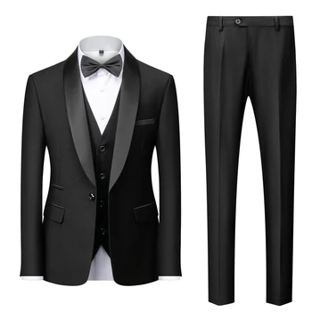 M - 6XL erkek Rahat İş Var Sigara Takım Elbise High End Marka Butik Moda Blazer Yelek Pantolon Damat düğün elbisesi Parti Takım Elbise
