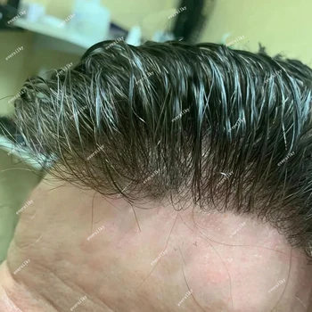 Sarışın Süper Dayanıklı İnce Erkek Peruk %100 % İnsan Saçı Erkek Peruk Doğal Saç Çizgisi Tam Cilt Pu Taban Değiştirme Kılcal Protez