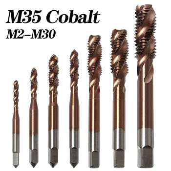 Kobalt Vida Konu Dokunun matkap uçları HSS-CO M35 Spiral Flüt Metrik M2-M30 Makinesi Musluklar Sağ El Paslanmaz Çelik