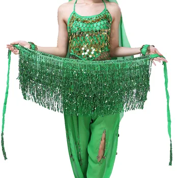 Oryantal Dans cıngıllı şal Sequins Üçgen Etek Uygulama Elbise Kadın Yetişkin Zarif Püskül Giyim Performans Kostümleri