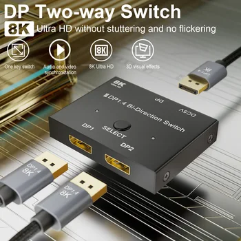DP1. 4 8K60Hz 1-to-2 HD dönüştürücü 2-to-1 çift yönlü değiştirici, DP1. 4 Anahtarı DP Splitter Dönüştürücü yerleştirme