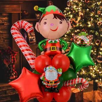 20 adet Şeker Noel Baba Noel Koltuk Değneği Çocuk Balon seti Yeni Yıl Noel Süslemeleri ev için Navidad 2024 Parti Dekor
