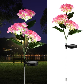 Güneş ortanca kazık ışık 600mAh IP44 su geçirmez LED çiçek zemin aydınlatması 3 kafa ile peyzaj dekoratif ışık açık