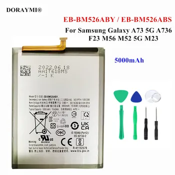 Orijinal Pil EB-BM526ABY Samsung Galaxy A73 5G M56 M52 M23 F23 M53 EB-BM526ABS 5000mAh Telefon Piller + Araçları