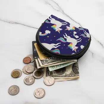 Sevimli Tek Boynuzlu Atlar 3D Baskı bozuk para cüzdanı Bayanlar Alışveriş Taşınabilir Gümüş Sikke Çanta Seyahat Mini Kredi Kartı KİMLİK kart çantası Hediye