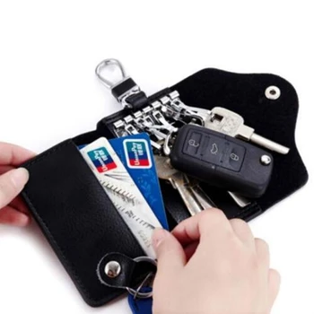 Hakiki Deri Anahtarlık Erkek Kadın Anahtarlık Organizatör Kılıfı İnek Bölünmüş Araba Anahtarı Cüzdan Kahya Anahtar Kutu Mini kart çantası