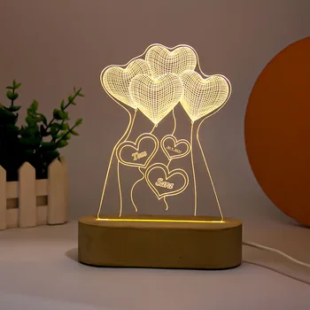 3D Illusion Led kalp gece lambası ANİME ışık lambası çok renkli RGB değiştirilebilir Lampara Noel Hediyesi için çocuk çocuk hediye masa Lambası