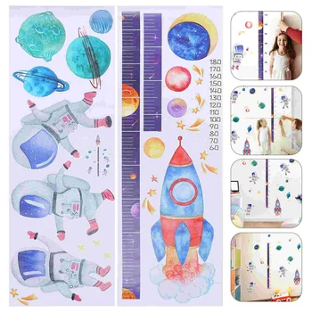Duvar Sticker Boyama Bebek Dekor Çıkartması Karikatür Çocuk Yükseklik Ölçüm Pvc Spaceman Tasarım Büyüme Tablosu Kidss