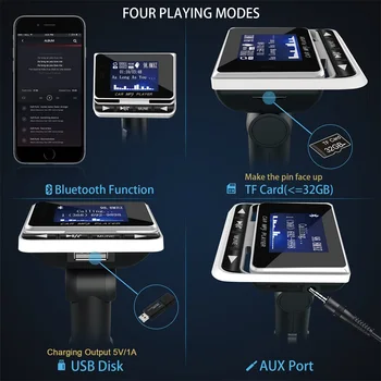 Araba FM Verici Bluetooth MP3 Müzik Çalar 1.4 İnç LCD Ekran Handsfree Çağrı Hızlı şarj adaptörü FM zender Modülatör