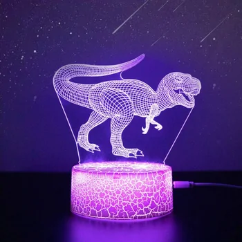 Nıghdn 3D Dinozor Gece Lambası Çocuk Odası için dekor lambası Led Gece Lambası Uyku için Noel Doğum Günü Hediyeleri Çocuklar için