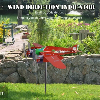 Yaratıcı 3D Uçak Bahçe rüzgar gülü Fiş Dekor Şık Plug-in Fırıldak korozyon Önleyici Hava Koşullarına Dayanıklı Süsler Açık Bahçe için