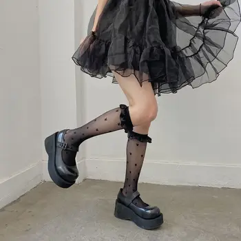 Tatlı Moda Tasarım Dantel Patchwork JK Üniforma Aksesuarları Yay Lolita Buzağı Çorap Uzun Tüp Çorap Kadın Çorap Kore Tarzı