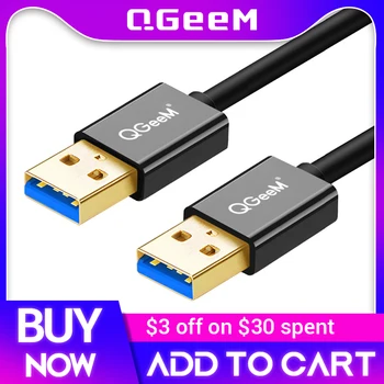 QGeeM USB 3.0 2.0 kablo USB USB Tip A Erkek-Erkek Kablo için sabit disk Radyatör Kamerası Araba MP3 Kamera USB 2.0 Kablosu