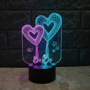 Yeni Kalp Maç 3d Görsel Gece Lambası Yaratıcı Noel Süslemeleri Led Stereo doğum günü hediyesi 3d lamba aydınlatma armatürleri