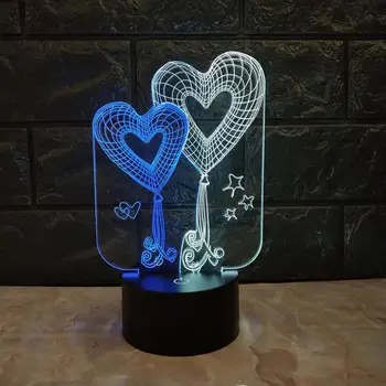 Yeni Kalp Maç 3d Görsel Gece Lambası Yaratıcı Noel Süslemeleri Led Stereo doğum günü hediyesi 3d lamba aydınlatma armatürleri