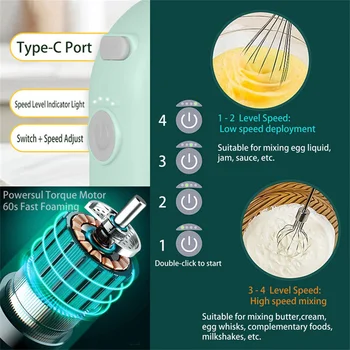 Yumurta Çırpıcı Yeni Stil Kablosuz Mutfak Aracı Karıştırıcı Mini Çok fonksiyonlu Karıştırma Araçları El Elektrikli Kırbaç Köpürtücü