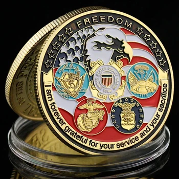 Askeri Sikke Özgürlük Hatıra Koleksiyon Hediye hatıra parası Altın Kaplama Koleksiyonu Sanat Büyük Mühür ABD Soğuk Sikke