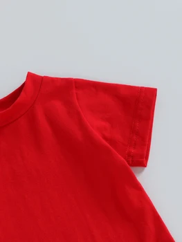 4 temmuz Bebek Kız Elbise Setleri Kırmızı Ekip Boyun Romper Gökkuşağı Yıldız Baskı Ruffles Sapanlar Etekler Bebek Bebek Giysileri (Kırmızı Beyaz