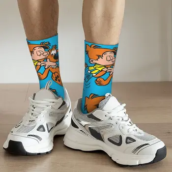 Komik Çılgın sıkıştırma Öpüşme Çorap Erkekler için Hip Hop Vintage Boule et Bill Billy & Buddy Komik Mutlu Kaliteli Erkek Ekip Çorap