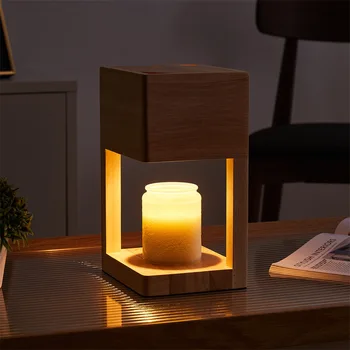110 V / 230 V elektrikli mum ısıtıcı lamba balmumu erime ışık yaratıcı aromaterapi masa ahşap taban başucu dekor ahşap lamba