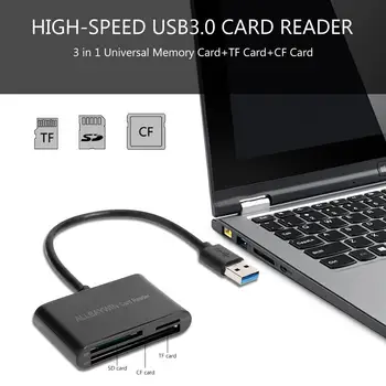 3 in 1 Hafıza Kartı+TF Kart+CF Kart USB3.0 Okuyucu bilgisayar Masaüstü Dizüstü Tablet için
