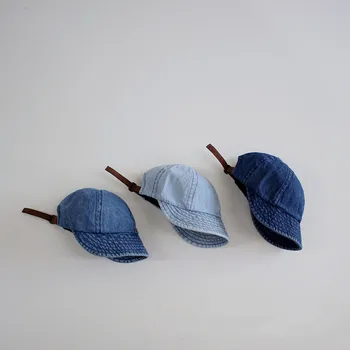 1-4 Yıl Bebek beyzbol şapkası Vintage Denim Düz Renk Tepe Kap Yürümeye Başlayan Çocuk Kız Bahar Sonbahar Yumuşak Çocuk Bere Bebek Giysileri