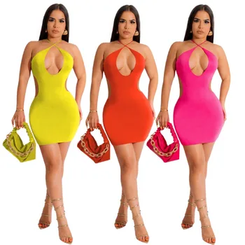 Plaj Kapak Kore Mayo Bikini Elbise Yeni Kadın Seksi Sling Backless Katı Polyester yaz giysileri Giyim 2023