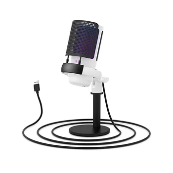 Oyun Mikrofonu, RGB Kontrollü PC için USB'li Mikrofon, Dokunmatik Sessiz, Kazanç Düğmesi