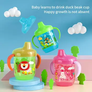 Bebek Su Şişesi Bebek Öğrenme İçecek Kupası Karikatür toksik Olmayan silikon kap Kolu sızdırmaz bebek bakım şişesi Ev Aksesuarları