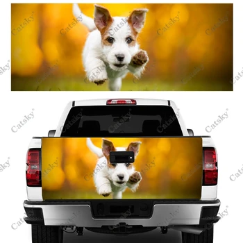 Koşu Jack Russell Terrier Araba Kuyruk Bagaj Korumak Vinil sargı çıkartma Çıkartması Araba Yan dekorasyon çıkartması SUV Off-road Pikap