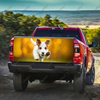 Koşu Jack Russell Terrier Araba Kuyruk Bagaj Korumak Vinil sargı çıkartma Çıkartması Araba Yan dekorasyon çıkartması SUV Off-road Pikap