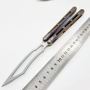 THEONE Toplayıcı Viper Eğitmen Kelebek Bıçak Kanal Titanyum Kolu D2 Bıçak Burç Sistemi CNC Jilt Ücretsiz sallanan EDC Bıçaklar