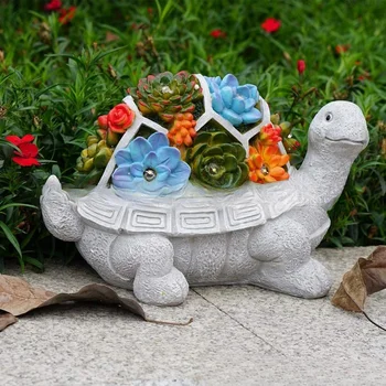 Açık güneş lambası etli kaplumbağa heykeli reçine el sanatları hayvanat bahçesi orman bahçe bahçe lambası atmosfer dekorasyon