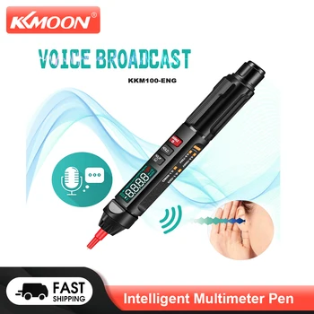 KKMOOM KKM100-ENG Akıllı Multimetre Kalem Dijital Metre DC AC Gerilim Diyot Bu-zzer Sıcaklık Testi Ses Yayın Fonksiyonu