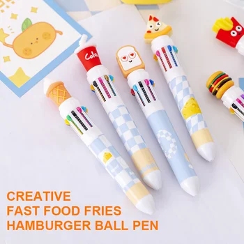 Mutlu yağ otaku fast food kızartması hamburger 10 Renk Tükenmez Kalem Yılbaşı hediyeleri 0.7 Okul Öğrenci Kırtasiye Beraberlik tükenmez kalem