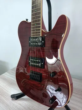 Stokta-Yüksek kaliteli 6-string elektro gitar, gülağacı klavye, alev akçaağaç üst, katı ahşap gitar gövdesi