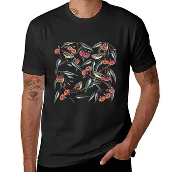 Yeni Pardalotes Sakız Çiçekler Tekrarlanan Desen Avustralya sanatçı Laural Retz T-Shirt özel t shirt erkek vintage t shirt