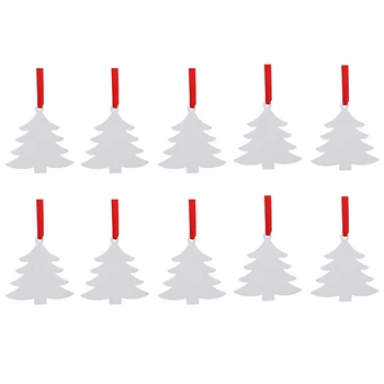 10 Paket Süblimasyon Noel Boşlukları , Boş Alüminyum Levha Süsler Beyaz Boş Süsler DIY Noel Günü İçin