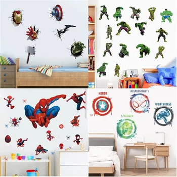 Yaratıcı Örümcek Adam duvar Sticker Çocuk Odası İçin Erkek Bebek Yatak Odası Kendinden yapışkanlı Ev Duvar Resimleri Dekorasyon PVC Hulk Çıkartmaları İntikamını Poster