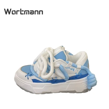 Wortmann 2023 kadın Sonbahar ve İlkbahar Vintage Tıknaz Platformu Yüksek Top Baba Sneakers Retro Sokak Stili