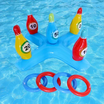 PVC Yüzme Daire Bowling Toss Taşınabilir Şişme Havuz Bowling Toss Oyunu Hafif Yumuşak Pürüzsüz Dayanıklı Plaj Parti Malzemeleri