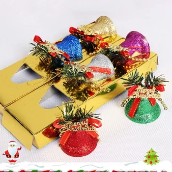 6 Adet / takım 5CM Noel Dekorasyon Plastik Renk Çan Noel Ağacı Aksesuarları Noel Çan Kolye Ev yılbaşı dekoru