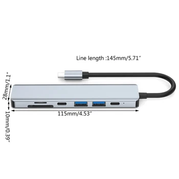 Windows PC için Yüksek Hızlı, Çoklu USB Bağlantı Noktası Genişleticili 7 Bağlantı Noktalı USB C Hub