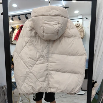 Sonbahar Kış 2023 Yeni şişme ceket kadınlar Moda Kapşonlu Uzun Kollu Casual Sıcak Beyaz Ördek uzun kaban Abrigo Mujer L274