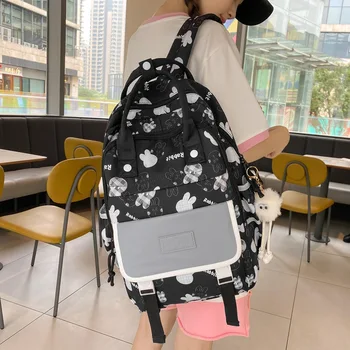 Moda Su Geçirmez Sırt Çantaları Sevimli Karikatür Tavşan Okul Bookbag Genç Kız Erkek Okul Çantası Naylon Sırt Çantası Laptop Mochila