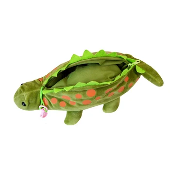 Dinozor Öğrenciler Kalem Kutusu Kalem Çantası peluş oyuncak Çocuk Yaratıcı Oyuncak saklama çantası Bebek Hediye Karikatür Sevimli Kalem Çantası Yeşil