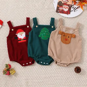 Noel 0-18M Yenidoğan Bebek Erkek Kız Ağacı Tulumlar Pamuk Kolsuz Romper Sonbahar Yürüyor Çocuk kıyafetler elbiseler