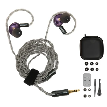 Monitör Kulakiçi HiFi 13mm Çift Kavite Dinamik Sürücü Kablolu Tuning Kulaklık Ayrılabilir Kablo ile Müzisyen için Mor sıcak